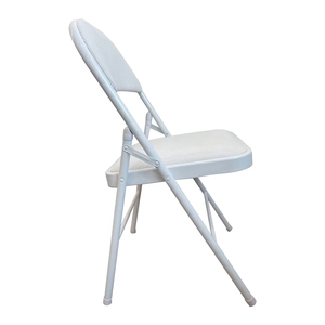 Silla Plegable de Metal Tapizada en Tela Ecológica Moderna con Asiento Acolchado para Uso en Exteriores, Sala de Estar, Comedor, Hotel - Product Image 3