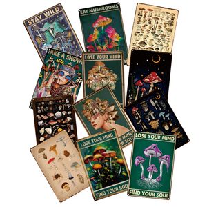 Eat Mushrooms diseño de logotipo de metal decoración vintage platos de carteles de comida Retro Cueva de Halloween signo personalizado Lose Your Mind - Product Image 1