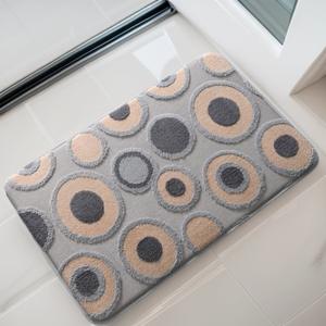 Alfombra de baño geométrica D6H, rectangular, gris, de poliéster, absorbente, antideslizante, diseño minimalista para entrada de baño - Product Image 2