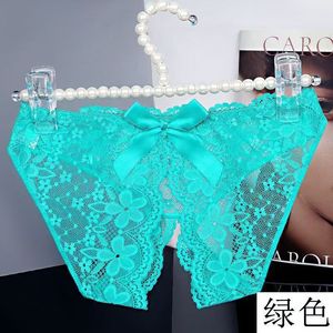 Sexy lace briefs, hot and alluring, thin, seamless, breathable, cute <b>bow</b>-tie new open-crotch briefs. - Product Image 4