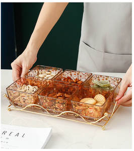 Ensemble de bols à servir en verre moderne <span class=keywords><strong>2022</strong></span>, pour en-cas, fruits secs, avec plateau en métal, boîtes à bonbons de <span class=keywords><strong>Noël</strong></span> avec couvercle en bambou - Product Image 4