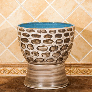 Recién llegado, lavabo de suelo de buena calidad, fregona de cerámica occidental para baño, fregadero de piscina, lavabo redondo con patrón de <span class=keywords><strong>adoquines</strong></span> marrones - Product Image 5