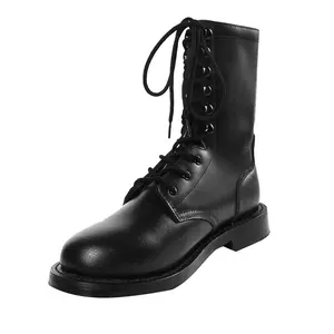 XINXING botas pretas de oficial de alta qualidade com sola de borracha de alta abrasão para desfile de combate tático em couro grosso