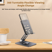 Support de téléphone pliable pour bureau, réglable en hauteur, en alliage d'aluminium, rotation à 360°, support de tablette pour le bureau, diffusion en direct, Handyhalterung