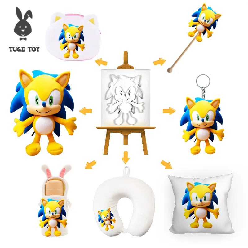 Wholesale cartoon character super hedgehog plush doll sonic stuffed animals set toy soft children's gift custom sonic plush toys