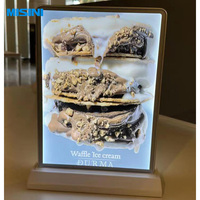 Support de présentoir lumineux LED rectangulaire A4 sur mesure pour comptoir, en acrylique, support de table, porte-menu en aluminium