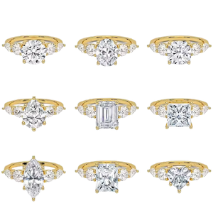 Bague de luxe moderne en diamant pour femme, en or 18 carats et argent 925, ensemble de bagues de fiançailles, de promesse et de mariage pour couple - Product Image 4