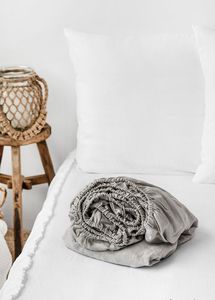 Vente en gros de qualité 100% drap-housse solide en lin couleurs personnalisées utilisation hôpital et hôtel tailles King/Queen uni 200TC lavé - Product Image 5