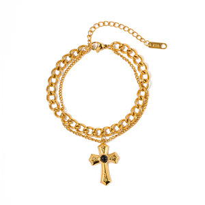Double-layer Snake <b>Chain</b> Bracelet 18K Gold Plated Stainless Steel <b>Titanium</b> Steel Fadeless Cross-border Fashion - Product Image 3