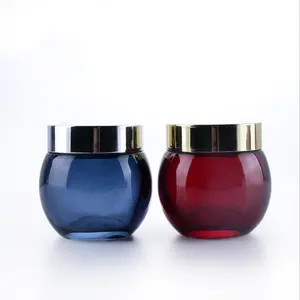 hot selling 120g empty clear spherical cosmetic packaging container big belly round glass cream jar with gold cap/lid