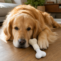 Jouet à mâcher pour chien en caoutchouc PA+ durable, moderne, en forme d'os, pour le nettoyage dentaire, interactif, disponible en 2 couleurs