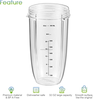 Pièces de rechange Tasses mélangeuses de 32oz (2 paquets) Tasses mélangeuses de rechange compatibles avec les mélangeurs NutriBullets 600w et 900w
