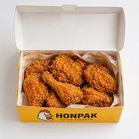 Boîte d'emballage pour poulet frit avec sac en papier à emporter pour poulet frit, boîte d'emballage jetable anti-graisse pour la restauration rapide HONPAK