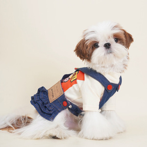 Spring Summer Dog Denim Dress Cute Strap Skirt Design Soft Pet Dog <b>Clothes</b> for Small Medium Dogs - Product Image 4