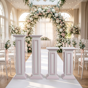 Columnas Romanas Talladas en PVC Blanco Clásico LEDA, Pedestal Cilíndrico Blanco, Soporte para Postres, Soporte para Flores para Bodas, Eventos y Fiestas - Product Image 1