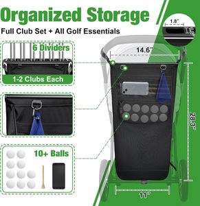 Organizer da Golf Pieghevole per Passeggino: Borsa da Golf con Tasche Laterali, Tracolla e Gancio per Asciugamano e Guanti - Product Image 2