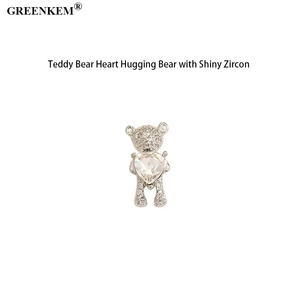 Oro Plata Nuevos accesorios para <span class=keywords><strong>uñas</strong></span> Oso de peluche Corazón Abrazar Oso <span class=keywords><strong>con</strong></span> circón brillante Nail Art Charms para <span class=keywords><strong>uñas</strong></span> Suministros Diseño - Product Image 6