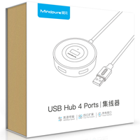 Mindpure - Hub USB 2.0 de 4 Puertos, Divisor de Datos de Alta Velocidad con Alimentación Externa de 5V 2A para Teclado, Ratón, Impresora, Expansión de Computadora