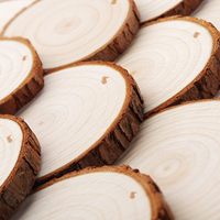 Tranches de bois naturelles non finies avec trou pré-percé, cercles en bois pour artisanat, écorces naturelles originales, décorations de Noël, tranches de bois de pin à suspendre