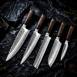 Juego de Cuchillos de Chef de Acero al Carbono, Mango de Madera, Estilo Moderno, Acabado Pulido, Multiusos, Afilados, Hechos a Mano - Product Image 1