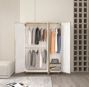 Armadio Nordico Moderno Semplice a Quattro Ante in Ferro, Impermeabile, Ignifugo, Ecologico, con Appendiabiti, Arredamento per la Casa - Product Image 4
