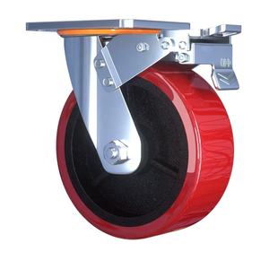 Grad drehbar 4/5/6/8 Zoll <span class=keywords><strong>Pu</strong></span> Industrial Caster Wheels Rot/Orange/Schwarz mit hohl geschnitztem Stahl kern - Product Image 3