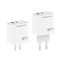 Pengisi Daya Cepat Berkualitas Tinggi 67W Tipe-C+USB ABS QC3.0&PD+PD Kabel Listrik untuk MacBook Pro Laptop untuk Iphone Adaptor Pengisi Daya