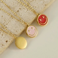 Lincy Acier Inoxydable Vente Chaude Sourire Collier Multi Couleur Pièce Pendentif Émail Sourire Visage Charme Collier