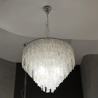 Lustre en forme de coquille fantaisie française, luminaire suspendu réglable en hauteur, lampe de plafond LED de luxe pour salon, salle à manger
