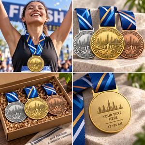 Medalla Personalizada para Finalistas de Maratón, Medalla de Premio para Eventos Deportivos Urbanos, Medalla Deportiva de Oro, Plata y Bronce, Fabricación OEM y ODM - Product Image 3