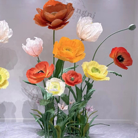 Fleurs de coquelicot en papier organza coloré artificiel groupes fleurs géantes artisanales pour décorations de scène de mariage d'événement