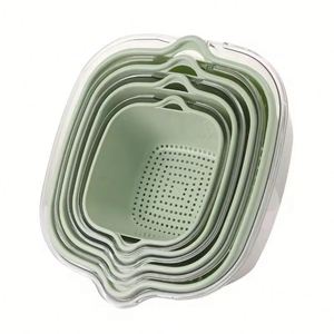Panier de vidange multifonctionnel 8-en-1 en gros pour nettoyer, égoutter et stocker fruits et légumes – Matériau sûr - Product Image 1