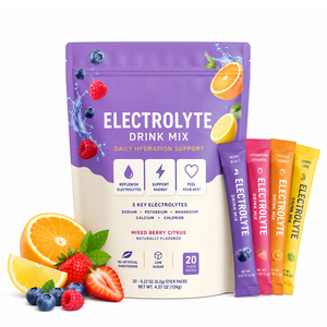 Poudre d'électrolytes hydratante végétalienne sans sucre, certifiée biologique, sans caféine, avec vitamines, énergie, 10-19g de protéines, sans OGM, complément alimentaire - Product Image 1