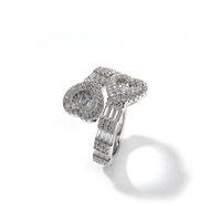 Bague UWIN Cœur Entièrement Glaçée Exquise, Plaqué Or 18 Carats Rose, Bijoux Hip-Hop pour Rappeur