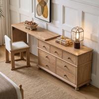 Commode de toilette en bois massif style toscan avec tiroirs de rangement pour chambre à coucher