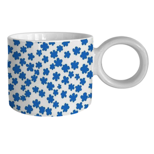 Tasse à thé en céramique bleue personnalisée avec petite fleur, directement de l'usine en Chine, pour cadeaux d'affaires, tasses à expresso incluses - Product Image 3