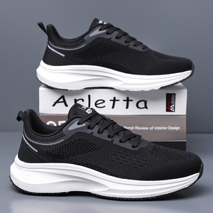 Nuevas zapatillas de correr ultraligeras y transpirables de malla para hombre, cómodas zapatillas deportivas acolchadas para gimnasio, trotar, caminar, color gris - Product Image 6