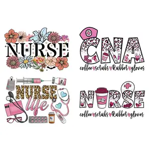 heat transfer custom nurse Life stickers screen print Heat Press iron on decal dtf transfers decoration patches for t shirts