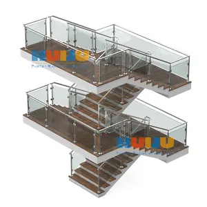 درابزين زجاجي حديث من HJ Topbright للشرفة والسطح مصنوع من الفولاذ المقاوم للصدأ