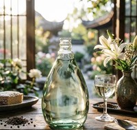 Bouteille en verre vide élégante en forme de goutte de 500 ml avec couvercles pour spiritueux, vin, liqueur, emballage cadeau, décoration, conteneur de stockage transparent de qualité supérieure