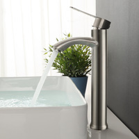 Robinet de lavabo en acier inoxydable 304, mitigeur de salle de bain à poignée unique avec cartouche céramique, eau chaude et froide