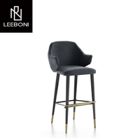 Tabouret de bar en velours moderne et durable en cuir avec coussin en métal Chaises pouf de luxe à hauteur de comptoir