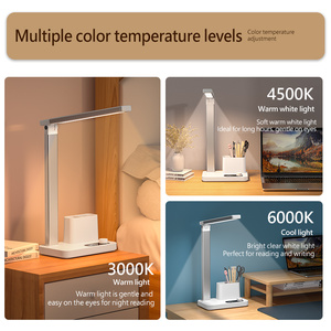 Đèn bàn có thể sạc lại 1800mAh với ánh sáng bảo vệ mắt mềm 3 chế độ màu vô cấp mờ hẹn giờ hiển thị Plug-in sử dụng kép - Product Image 3