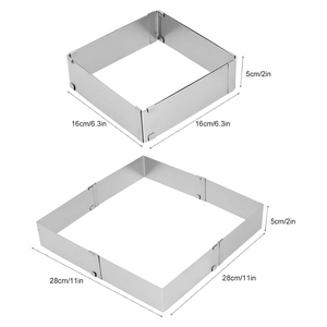 Stampo Quadrato Regolabile in <span class=keywords><strong>Acciaio</strong></span> Inossidabile per Torte, Mousse e Dessert - Strumento per Pasticceria - Product Image 4