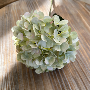Fleurs décoratives de mariage en gros, nouvelle arrivée, grande tête de 20 cm, hydrangea artificiel en soie verte pour la décoration de scène et de fête - Product Image 4