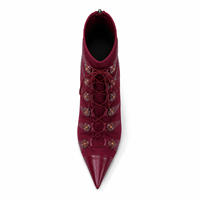 Bottines noires à talon aiguille et bout pointu pour femmes, à lacets, vente en gros, logo personnalisé, faible MOQ, OEM ODM, usine B2B