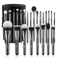 Pinceaux de maquillage à manche en bois noir de luxe poils de chèvre naturels poudre de haute qualité fard à paupières outils cosmétiques ensemble de pinceaux de maquillage