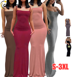 Abiti aderenti Sexy a sirena di alta qualità in tinta unita senza maniche a vita da donna elegante abito da donna lungo abito formale Vestidos - Product Image 1