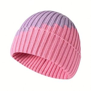 Wholesale Two Tone Cuffed Knitted Beanie <b>Hat</b> <b>Hat</b> <b>for</b> Women Men Winter Warm Dress - Product Image 4