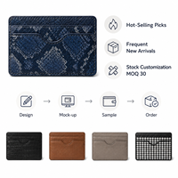 Özel Logo Yılan Desenli Mavi Deri Kartlık Cüzdan, E-ticaret Satıcıları İçin İnce Çok Bölmeli Reptil Desenli Yüzeyli, Moda Hediyesi